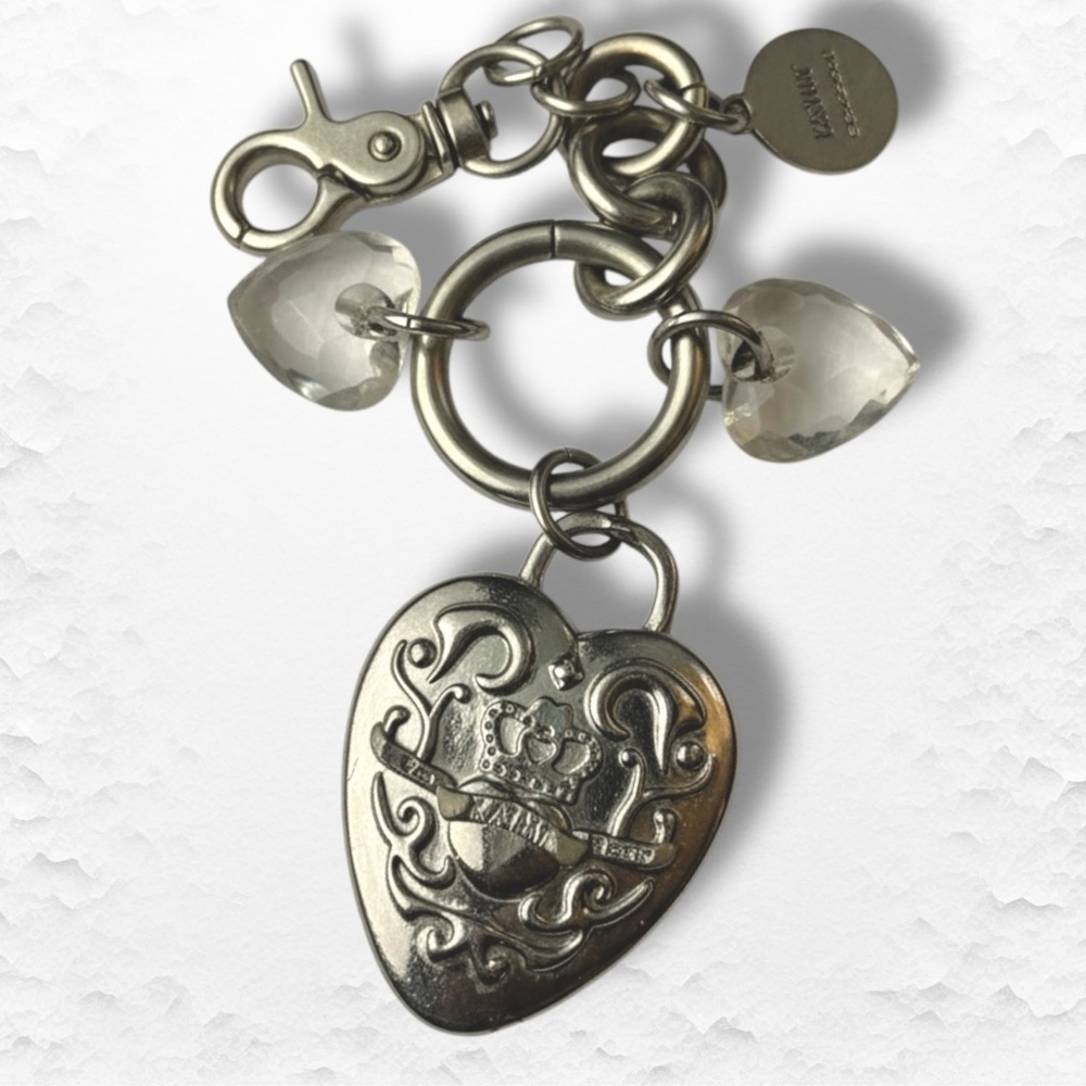 Silver Hearts and Crown Purse & Phone Charm or Key Clip by Kathy Van Zeeland
